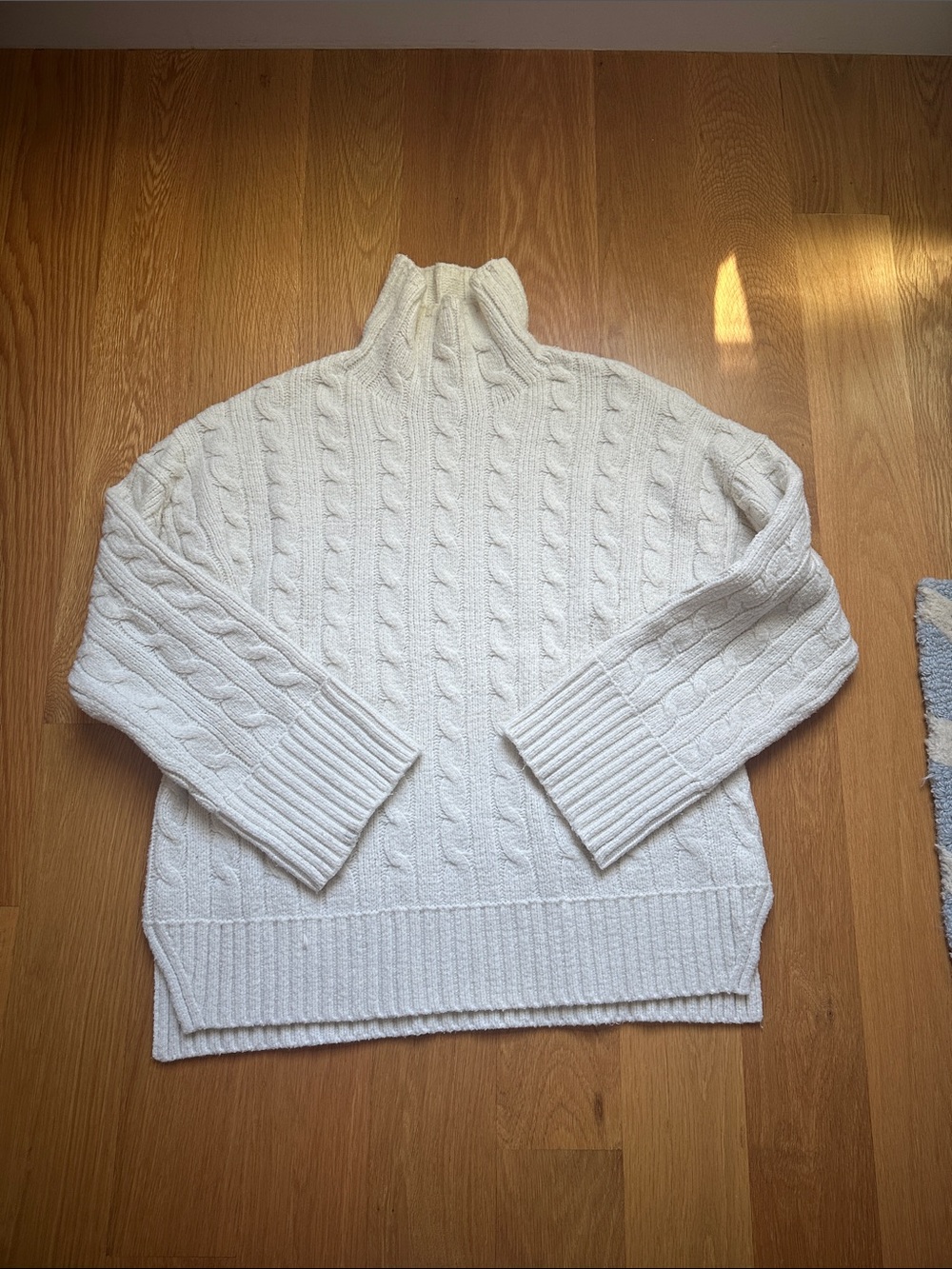 Women's Cream Cable Knit Mock Neck Sweater